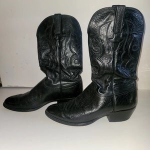 Lucchese Boots Men's 10.5 D Leather Cowboy Western Boots Black P0800 2 In Heels
